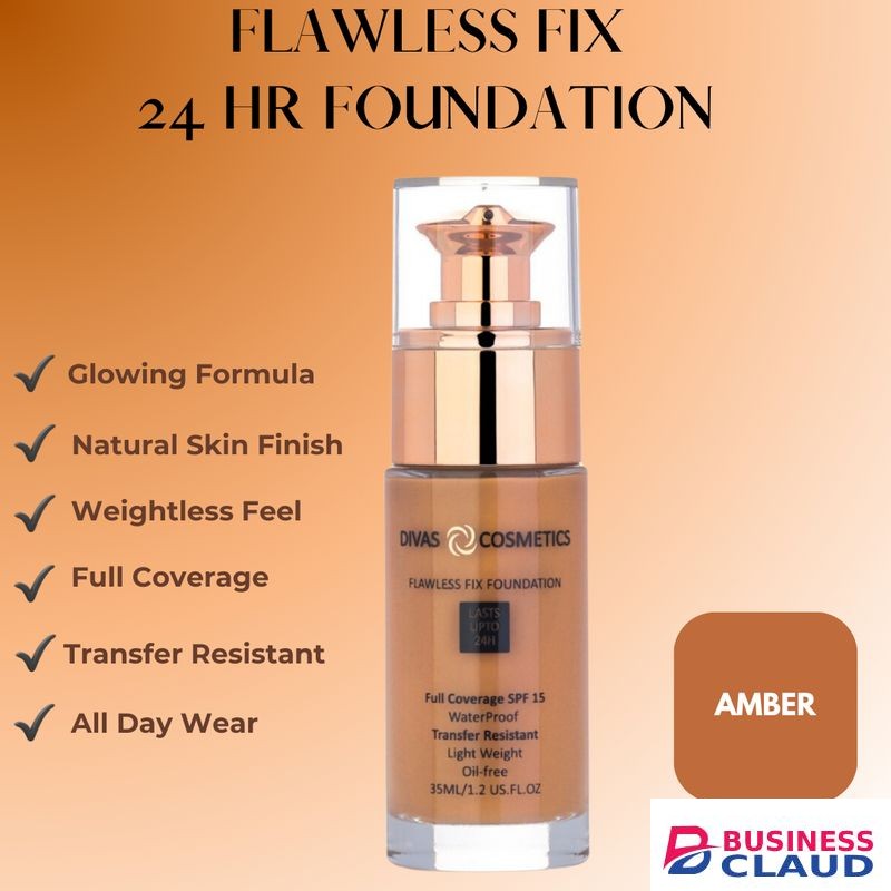 Divas cosmetics Flawless Fix Foundation SPF 15 - Amber