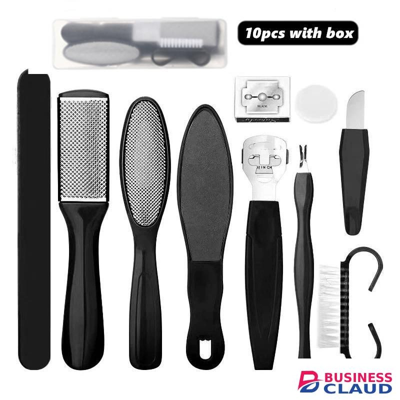 10Pcs Foot Care Tool Pedicure Manicure Kit Set Stainless Steel Peeling Exfoliating Callus Dead Skin Remover Foot Scrubbing Brush Pedicure Tools