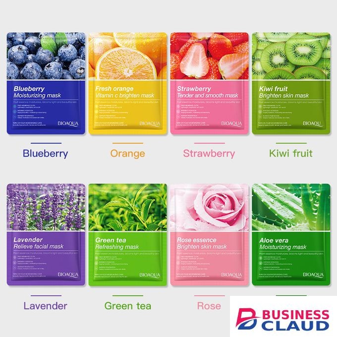 8 Pcs BIOAQUA Fruit Plant Extract Essence Moisturiz-ing Hydrating Brighten Facial Mask