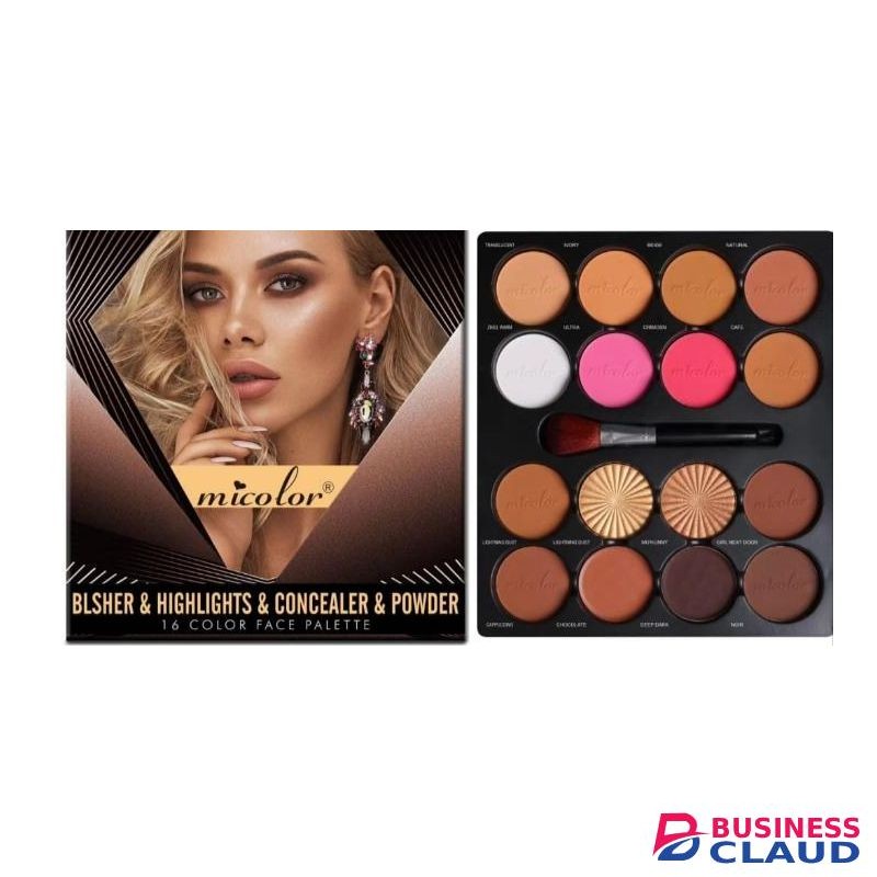 Micolor 16 Colour Face Palette With Brusher