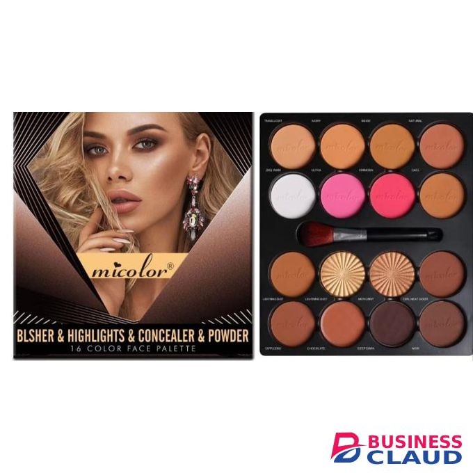 Micolor 16 Colour Face Palette With Brusher