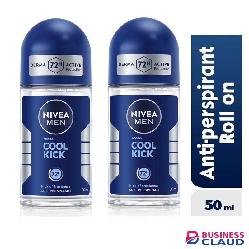 NIVEA MEN Cool Kick Anti-Perspirant Rollon For Men, 72h - 50ml (2 Pack).