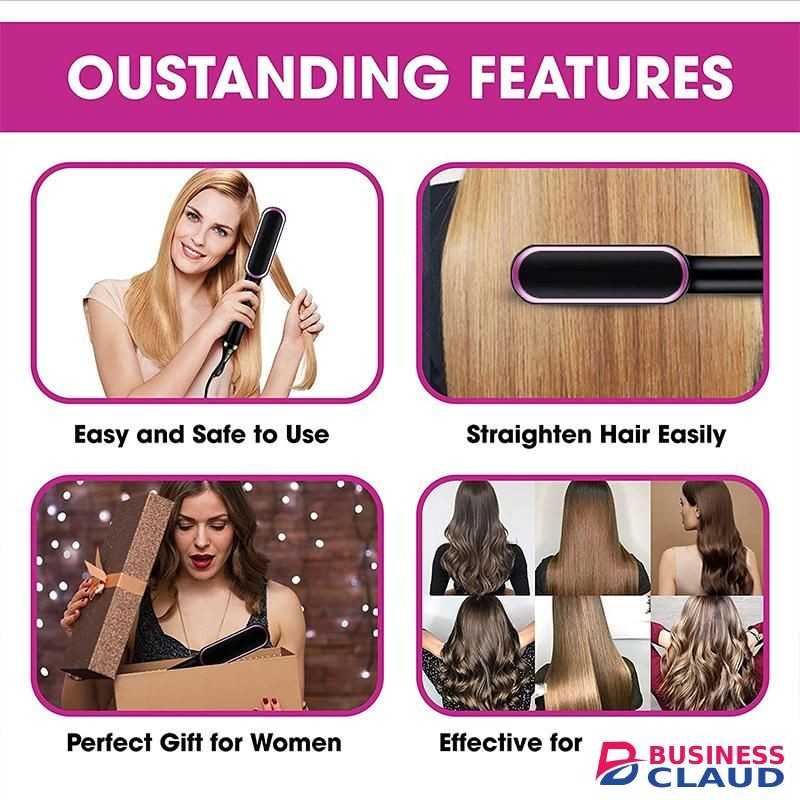 NEW 2 in 1 Electric Hot Comb Curler Brush Multifunction Professional Hair Straightener