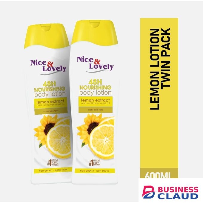 Nice & Lovely Twin Moisturizing Lemon 600ml Lotion (Pack of 2)