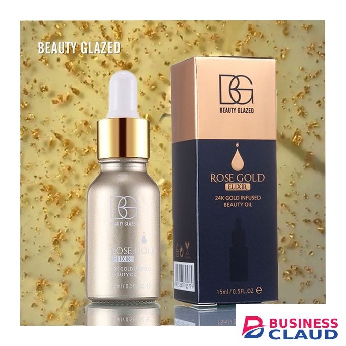 Beauty Glazed 24K Gold Infused Beauty Oil Primer Foundation Vitamin A&E Moisturizing Anti-Aging Acne Treament