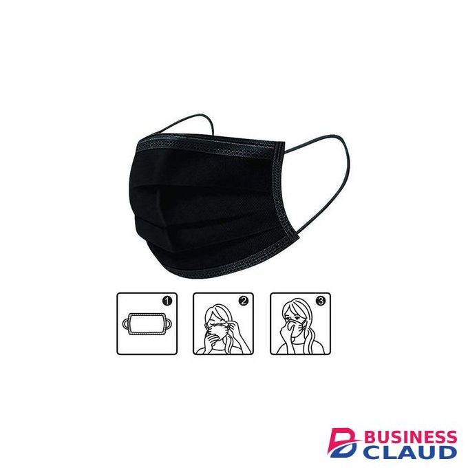 Surgical Protective 3ply Face Mask (50 Pcs)-Black