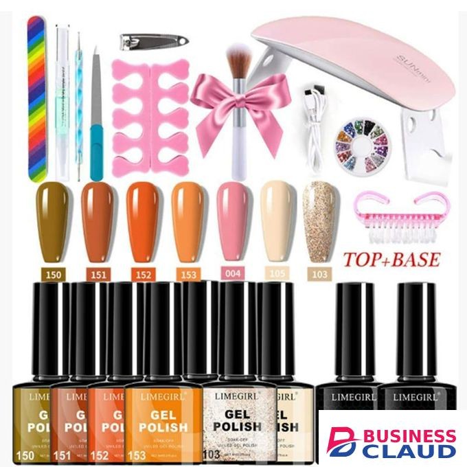 Multiple Nail tools with Nail lamp Gel Polish