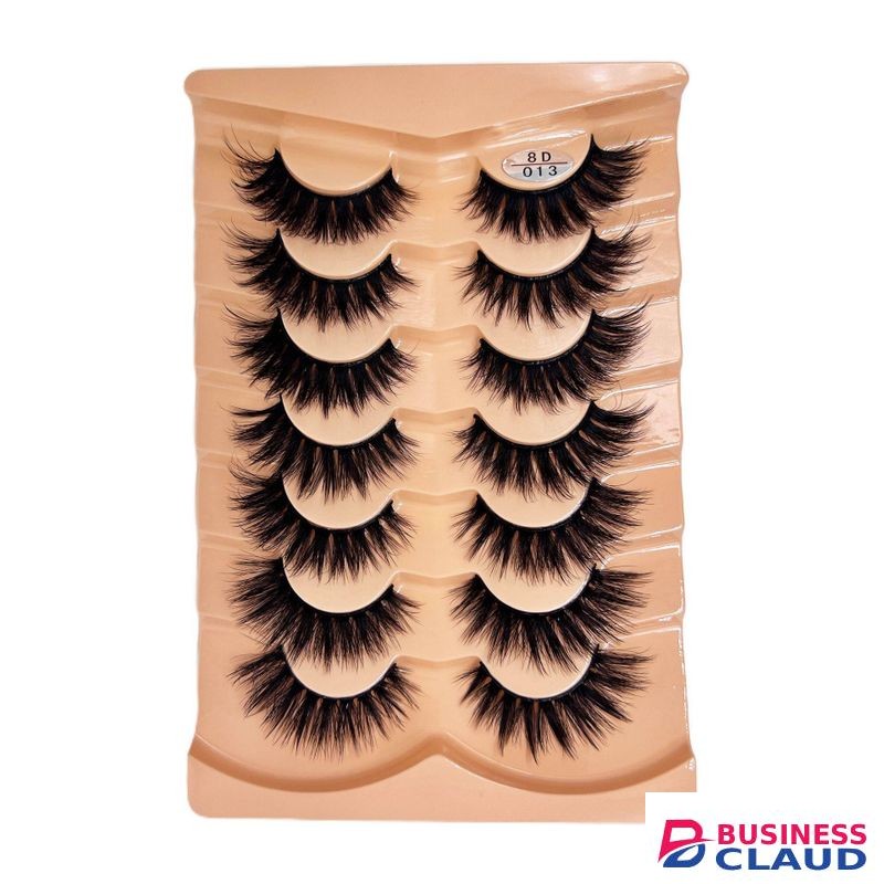 7 pairs of non adhesive thick faux mink elongated 3D three-dimensional curled European and American black hard stem eyes false eyelashes