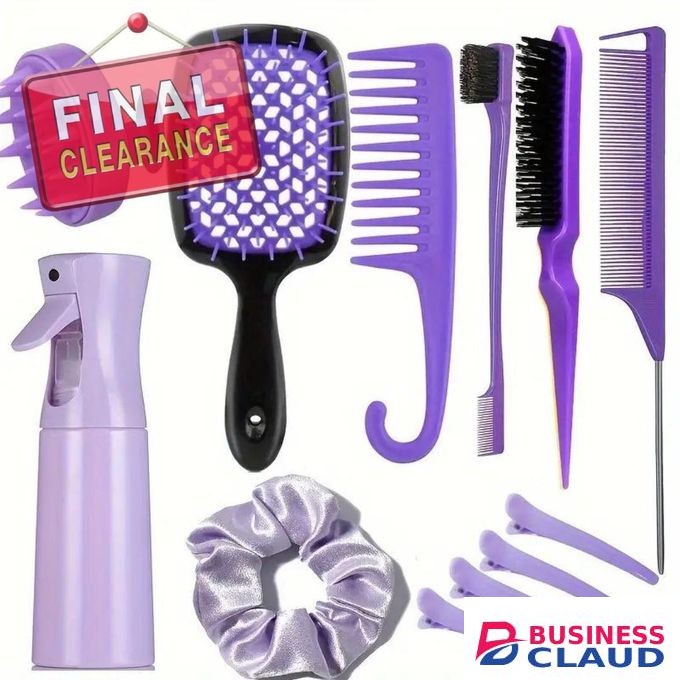 12PCS Hair Comb Set Hair Brush Hairdressing Comb Hair Styling Comb Set Curly Hair Accessories Hairpin Hair Band Wide Tooth Comb Detangling Teasing Combs Edge Rat Tail Brushes Scalp Massager Spray Bott