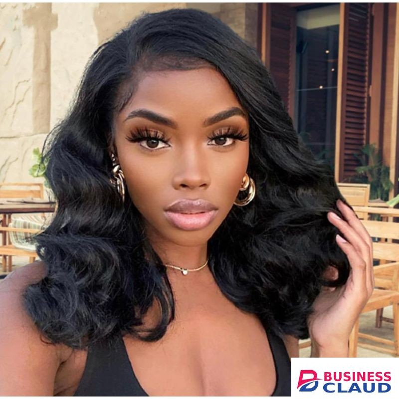 Women Wigs Medium Length Black Medium Length Curly Girl Middle Parted Wavy Wig