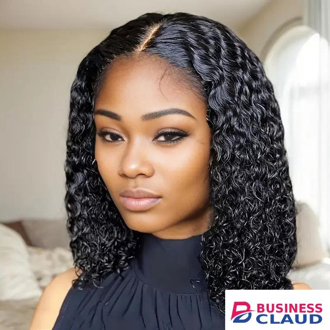 Deep Curly Short Bob Lace Front Wig 13x4 Transparent Lace Front Wig for Black Women Glueless Wet Hair and Wavy Lace Front Wig- Black