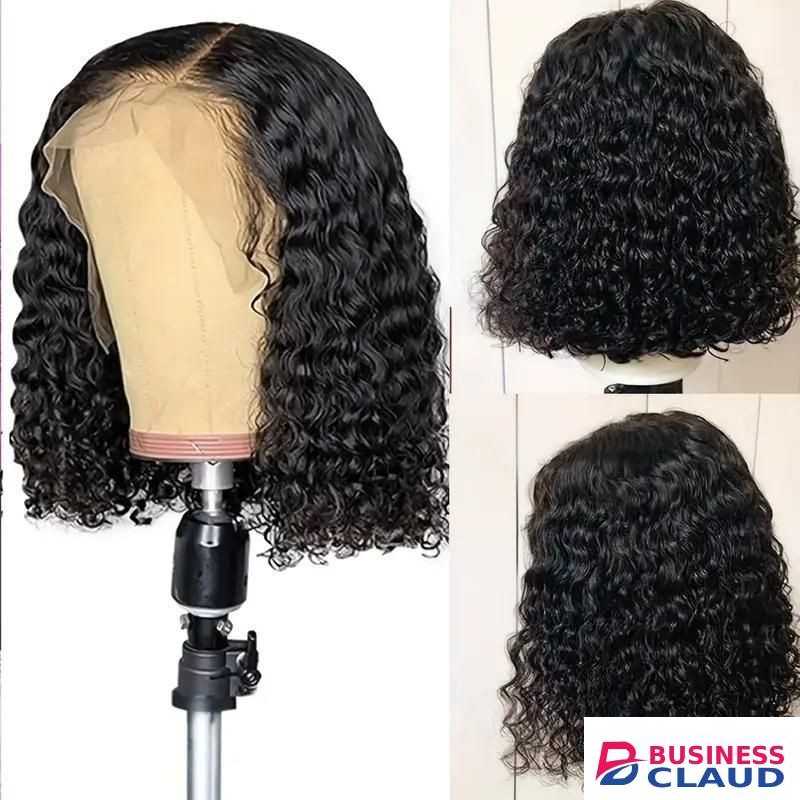 Deep Curly Short Bob Lace Front Wig 13x4 Transparent Lace Front Wig for Black Women Glueless Wet Hair and Wavy Lace Front Wig- Black