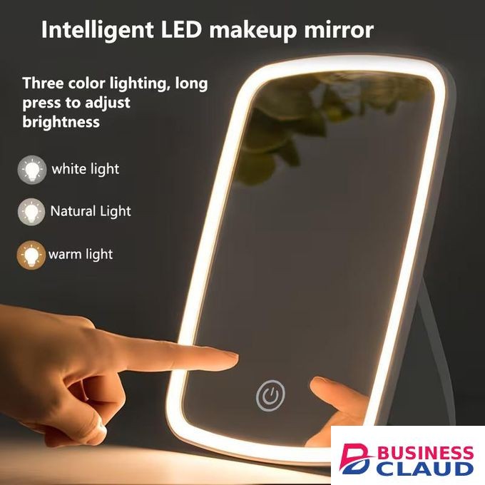 9.3x6.6 Inches Lighted Makeup Mirror, Rechargeable Make Up Mirror with Light, Portable LED Vanity Mirror with Dimmable Touch Screen for Travel, Desk, Table, Room Decor, White