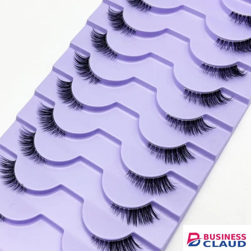 10 Pairs Half Lashes Natural Look Wispy Cat Eye Lashes 13 mm Clear Band Accent Short False Eyelashes that Look Like Extensions