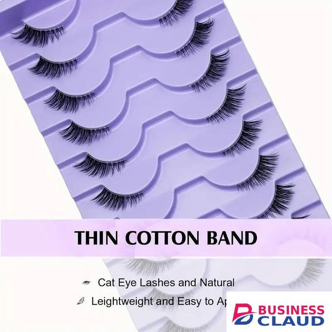 10 Pairs Half Lashes Natural Look Wispy Cat Eye Lashes 13 mm Clear Band Accent Short False Eyelashes that Look Like Extensions