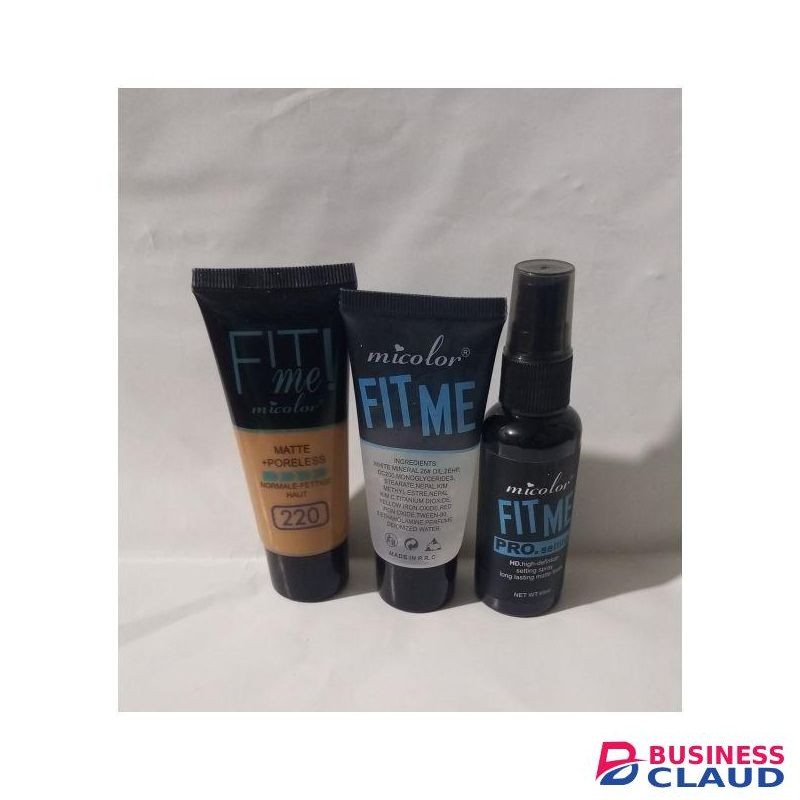 Micolor 3 Pcs Fit Me Primer + Pro. Setting Spray Fixer +foundation