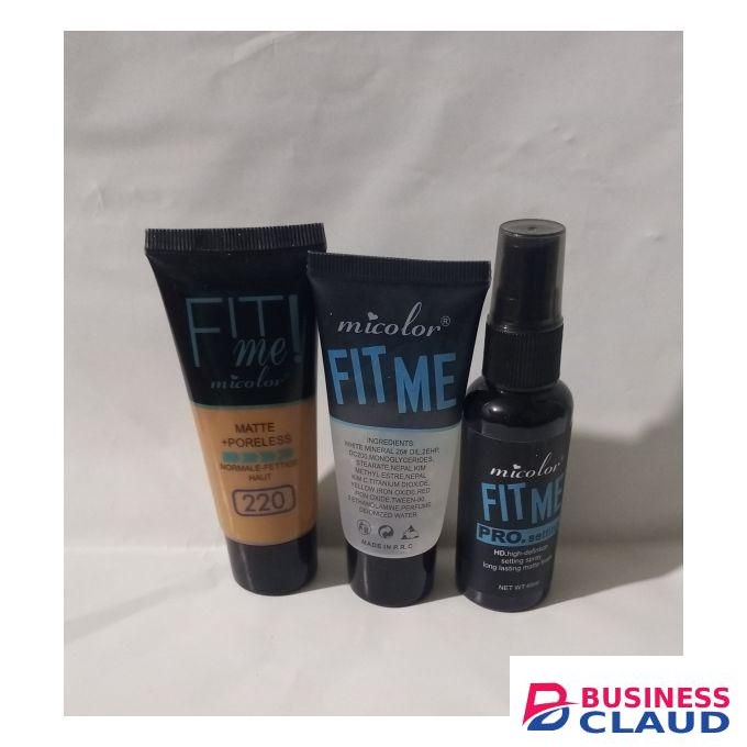 Micolor 3 Pcs Fit Me Primer + Pro. Setting Spray Fixer +foundation