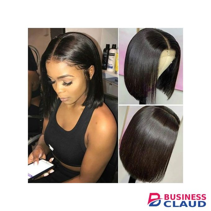 Wig Women's Middle Part Bangs Short Straight Hair