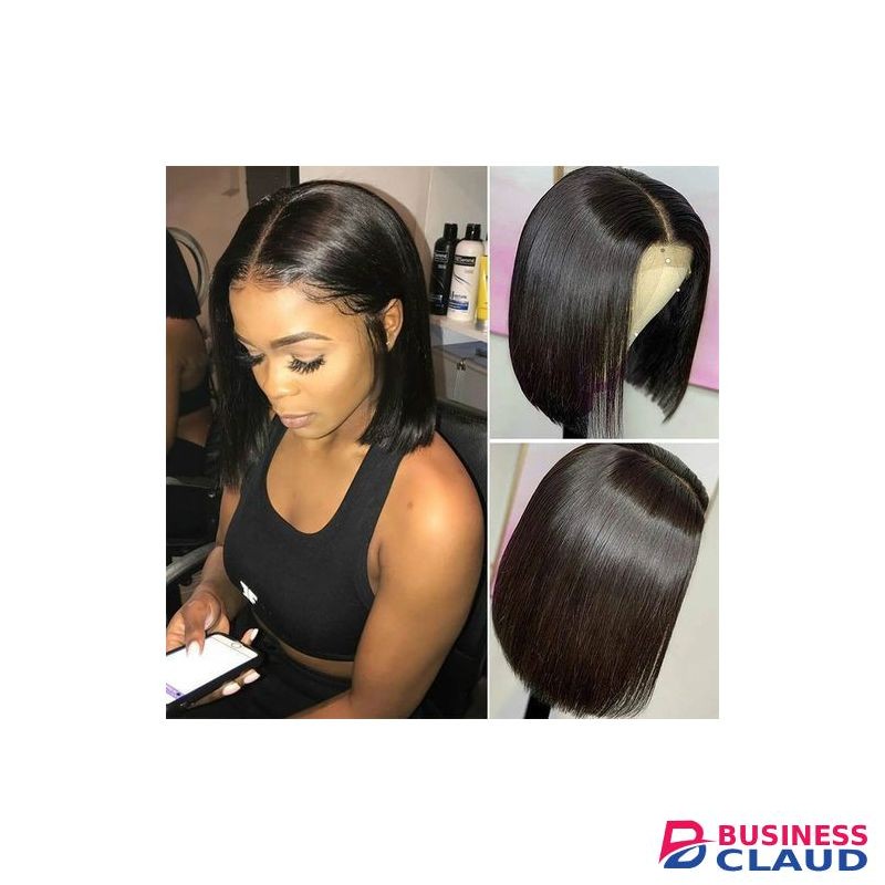 Wig Women's Middle Part Bangs Short Straight Hair