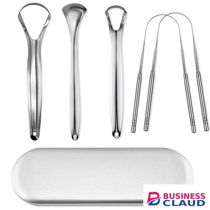 vexiSeek 5 Pack Tongue Cleaner Scraper Set - Stainless Steel, for Fresh Breath, White Tongue & Improved Oral Care