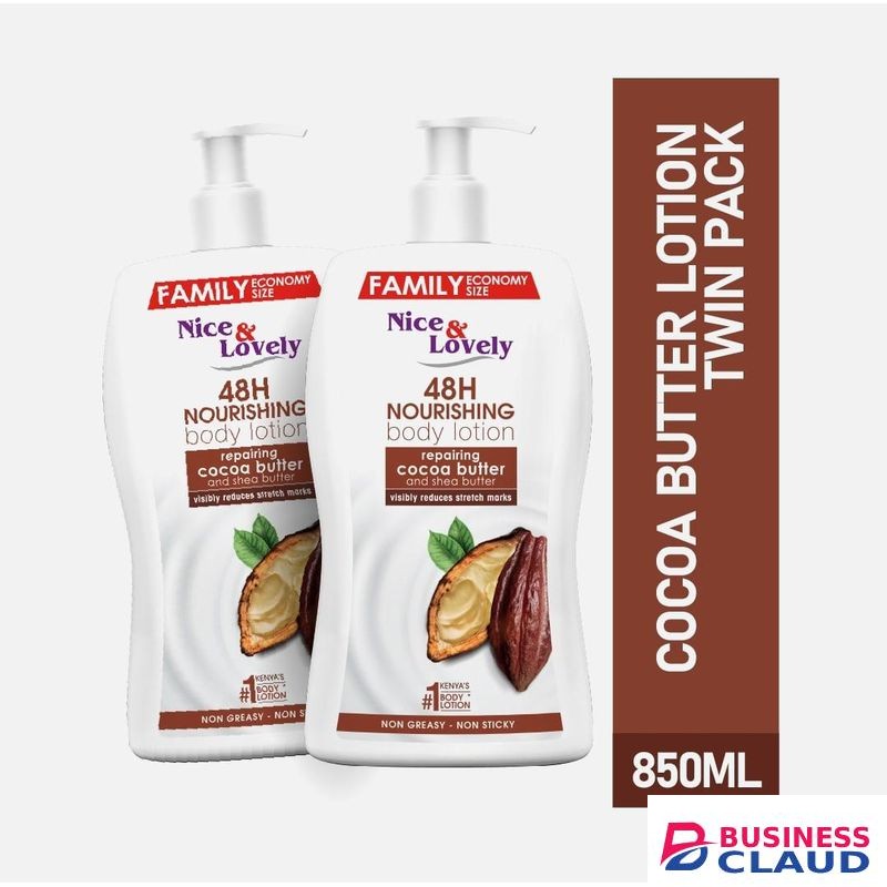Nice & Lovely Twin Moisturizing Cocoa Butter 850ml Lotion (Pack of 2)
