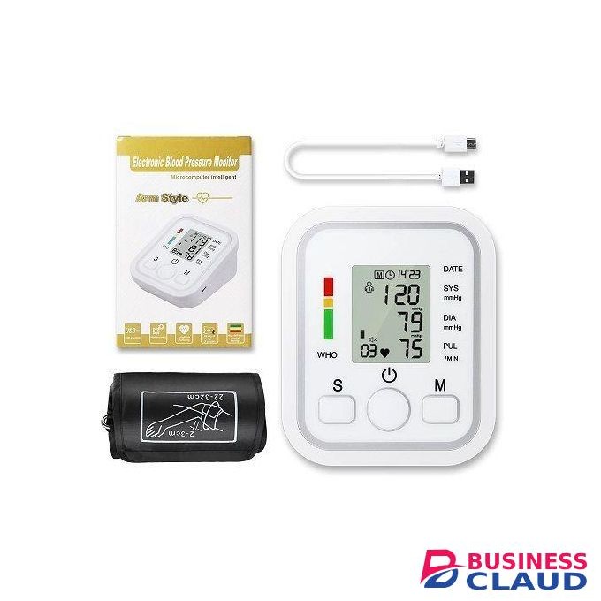 Clinic Clear New Portable Digital Upper Arm Blood Pressure Monitor Measurement Tool Portable LCD Digital Tonometer Sphygmomanometer Tensiometer Heart Rate Pulse Meter BP Monitor