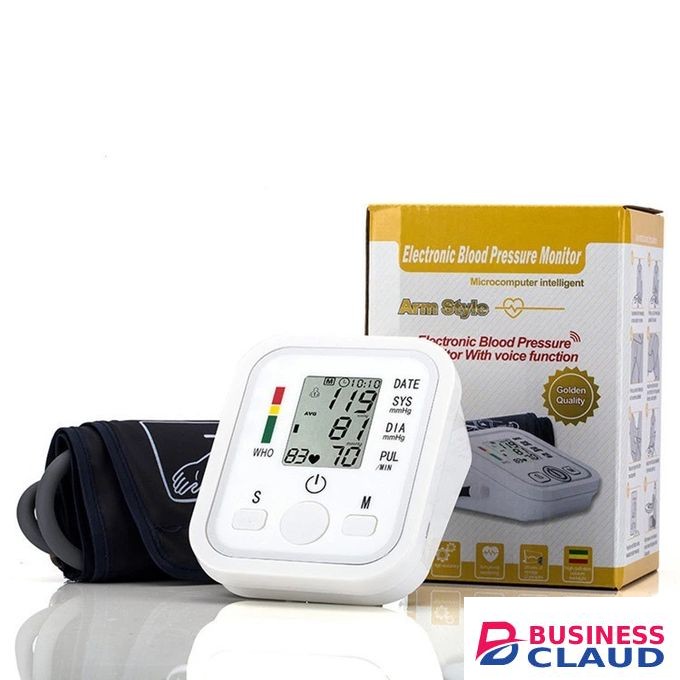 Clinic Clear New Portable Digital Upper Arm Blood Pressure Monitor Measurement Tool Portable LCD Digital Tonometer Sphygmomanometer Tensiometer Heart Rate Pulse Meter BP Monitor