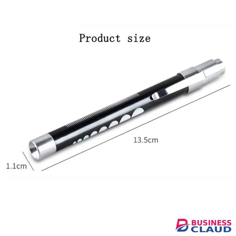 Professional LED Medical Penlight Batteries Included BLACK Nurse Doctor Pupil Gauge Inspection Ruler Pen Torch Flashlight Student Clinical Oral Therapy Check Hospital Metallic Aluminum Alloy First Aid CONCAVE