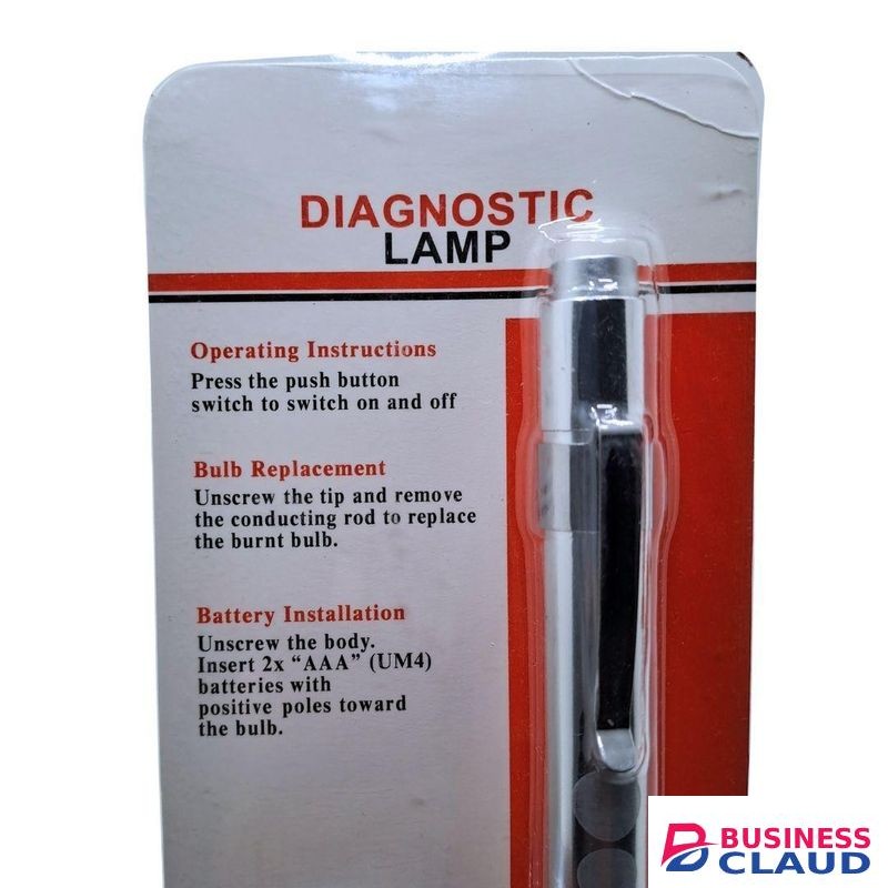 Diagnostic Lamp LED Medical Pen Torch with Batteries White Light SILVER Flashlight Eye with Pupil Gauge Ruler Portable Doctor Nurse Inspection Professional Dental Student Clinical AAA Battery EMT Emergency GREY