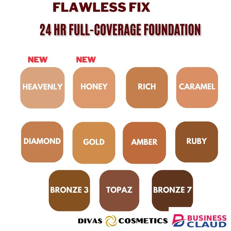 Divas cosmetics Flawless Fix Foundation SPF 15 ~ 24 HR Wear, 35 ml - Honey