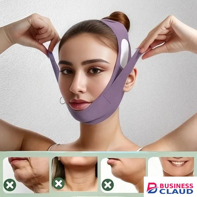 Reusable V-Shaped Face Lift Mask - Jawline Lift, Lavender Light Beige Firming Bandage