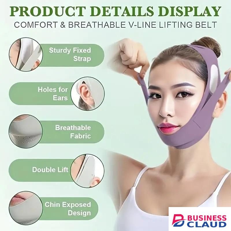Reusable V-Shaped Face Lift Mask - Jawline Lift, Lavender Light Beige Firming Bandage