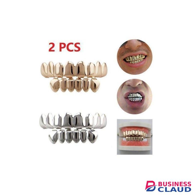 14K Gold Plated Hip Hop Teeth Grillz Top & Bottom Grill Set
