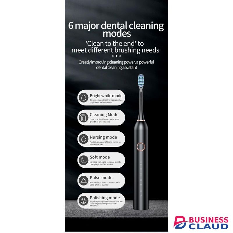 "Deep Clean" Fully automatic household 4-wave brush head soft-bristled intelligent mode rechargeable electric toothbrush for adults(black)