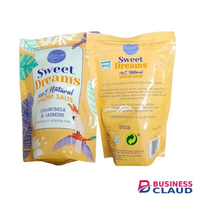 Elysium Spa Sweet Dreams CHAMOMILE & JASMINE Epsóm Salts 100% Natural SOOTHING & RELAXING SOAK cf
