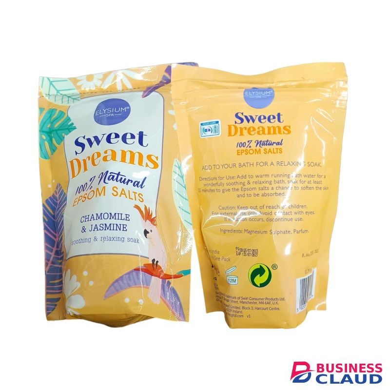 Elysium Spa Sweet Dreams CHAMOMILE & JASMINE Epsóm Salts 100% Natural SOOTHING & RELAXING SOAK cf