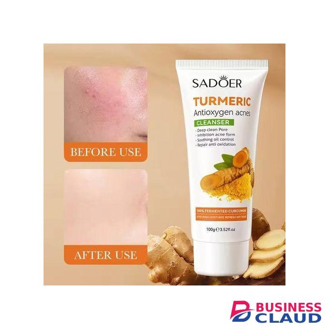 SADOER Turmeric Cleanser Anti Acnes Facial Cleanser, Tumeric Deep Cleansing Oil Control