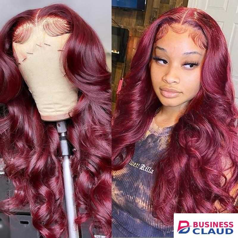 Women's wig wine red long curly big wave wig