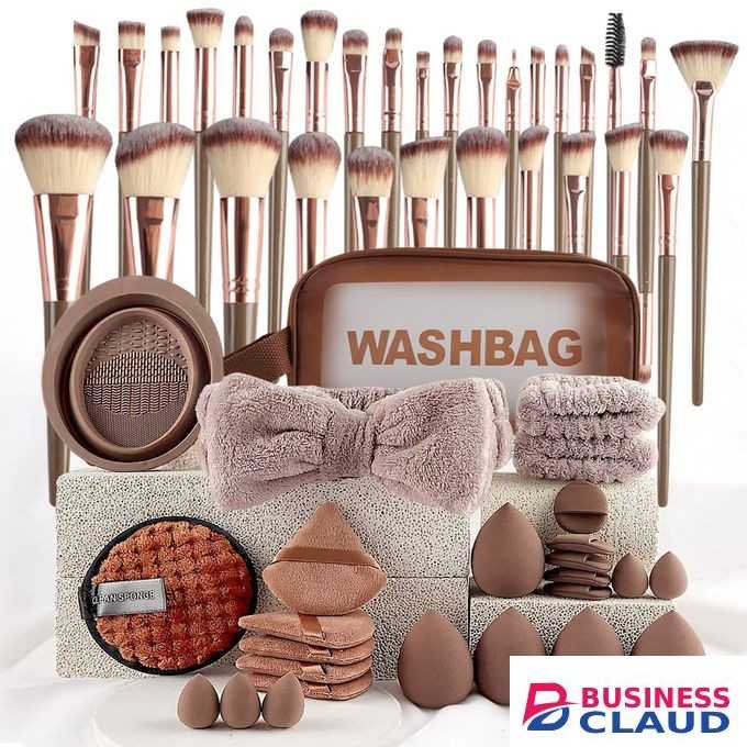 56 Coffee-colored Makeup Tools Large Combination Set For Face Wash And Makeup
