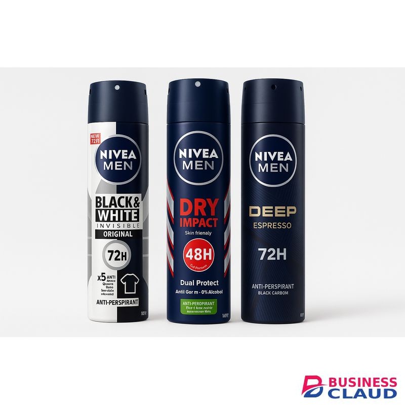 Cosmetics NlVEA MEN Black & White 72h, Dry Impact 48h And Deep Espresso 72h Anti-Perspirant Sprays - (PACK OF 3)