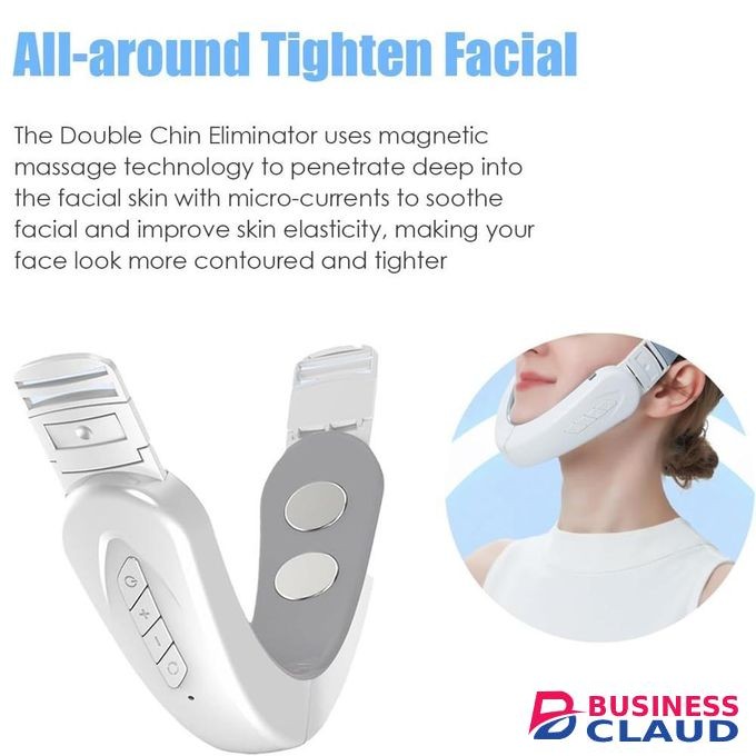 V Line Face Lift Massager, 6 Modes and 12 Intensity Levels Electric Double Chin Eliminator, Portable Shaping Facial Massager, Smart Double Chin Face Lift Device (White)