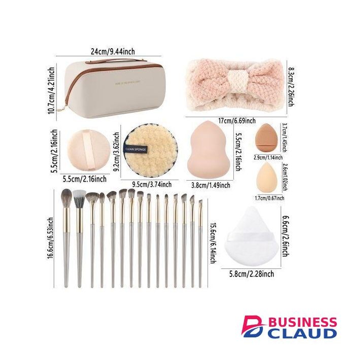 36 Beauty Tools With Square Cosmetic Bag Set