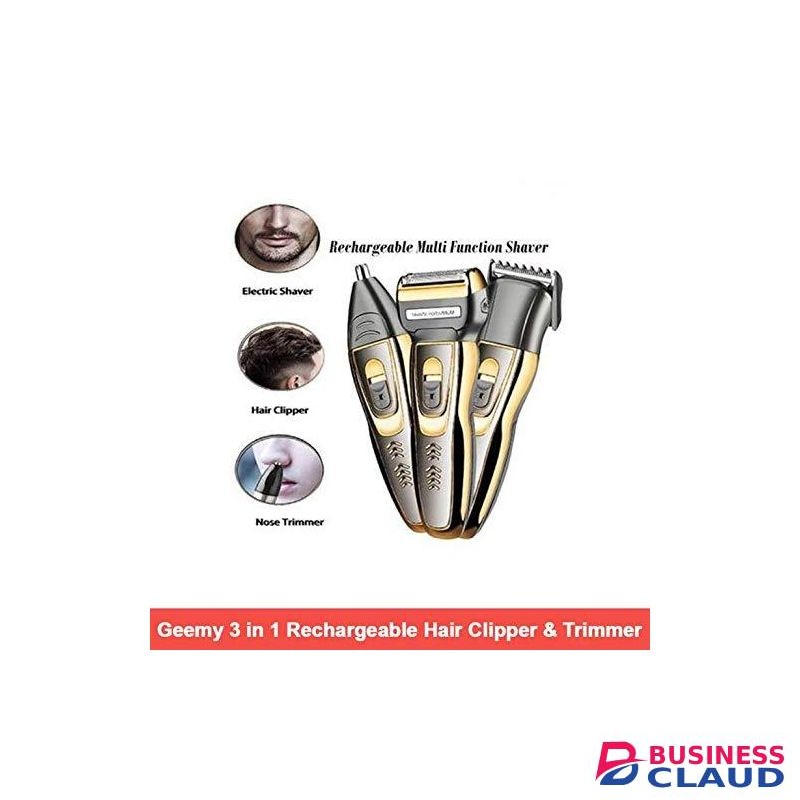 Geemy GEMY-GM595 Shaver Beard Trimmer Nose Ear Hair 3 In 1 Wireless Zero Machine Grooming Kit System