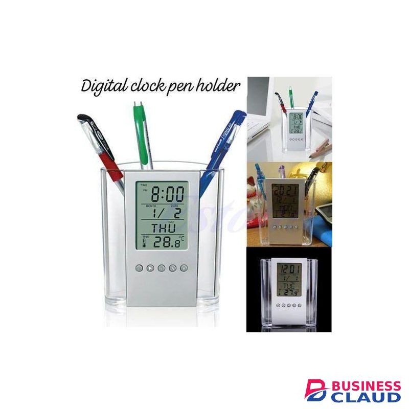 Pen Pencil Holder/organizer, Digital LCD Desk Pen Holder, Calendar, Timer, clock, thermometer Desktop Electronic Office stationary organizer, office giftset, bedroom table organizer, can be branded for promotion and as gifts