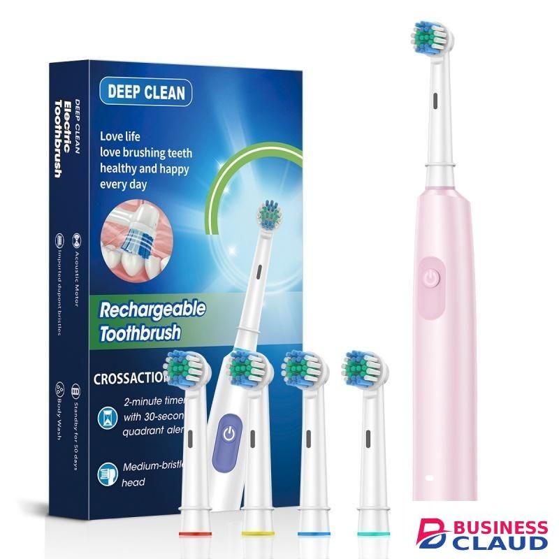 “Deep Clean” fully automatic 4 rotary brush heads soft bristle smart mode charging electric toothbrush for adults,rotating Electric Toothbrush(pink)