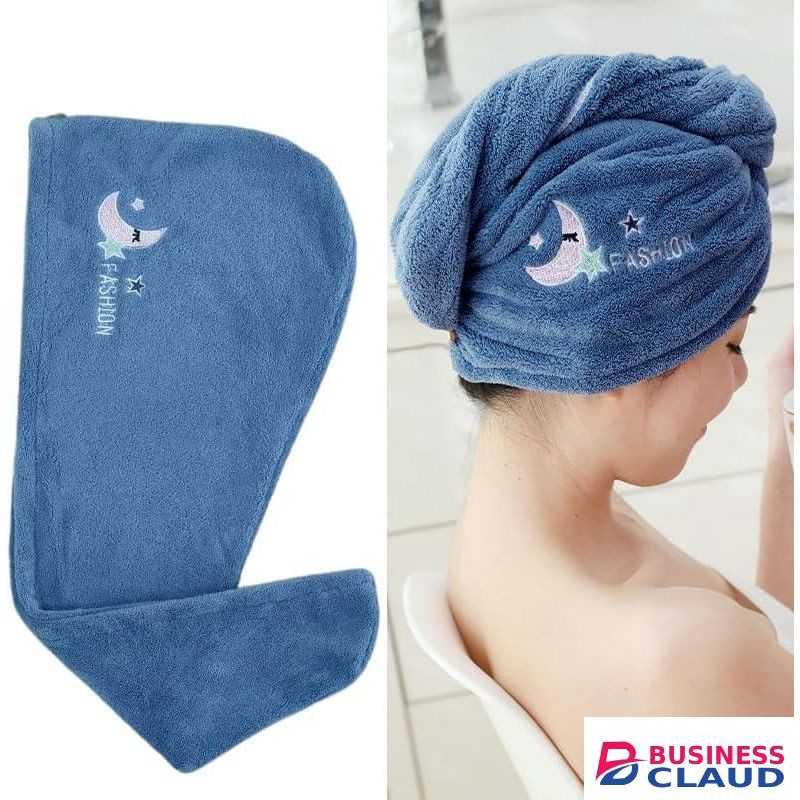 1pc Magic Microfiber Hair Drying Towel, Quick Dry Shower Cap Turban for Women, Soft Polyester Fiber Bath Hat, Super Absorbent Lady Head Wrap, Blue