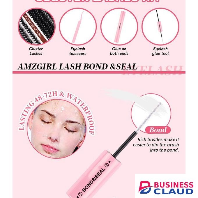 DIY Cluster Lash Extension Kit – Soft Fluffy Matte Lashes with Bond & Seal and Tweezer, Natural Wispy Lash Book Set, Mixed Length 8-16mm, Long-Lasting Up to 48H, Easy At-Home Eyelash Extensions