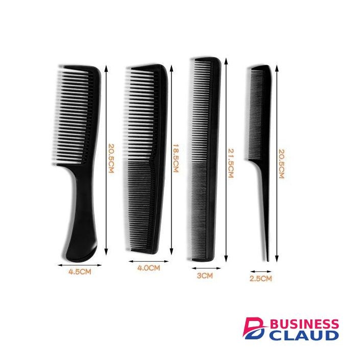 4-piece Professional Comb Set - Hair styling comb - Black