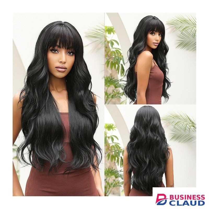 Women's Long Wavy Curly Wig - Black