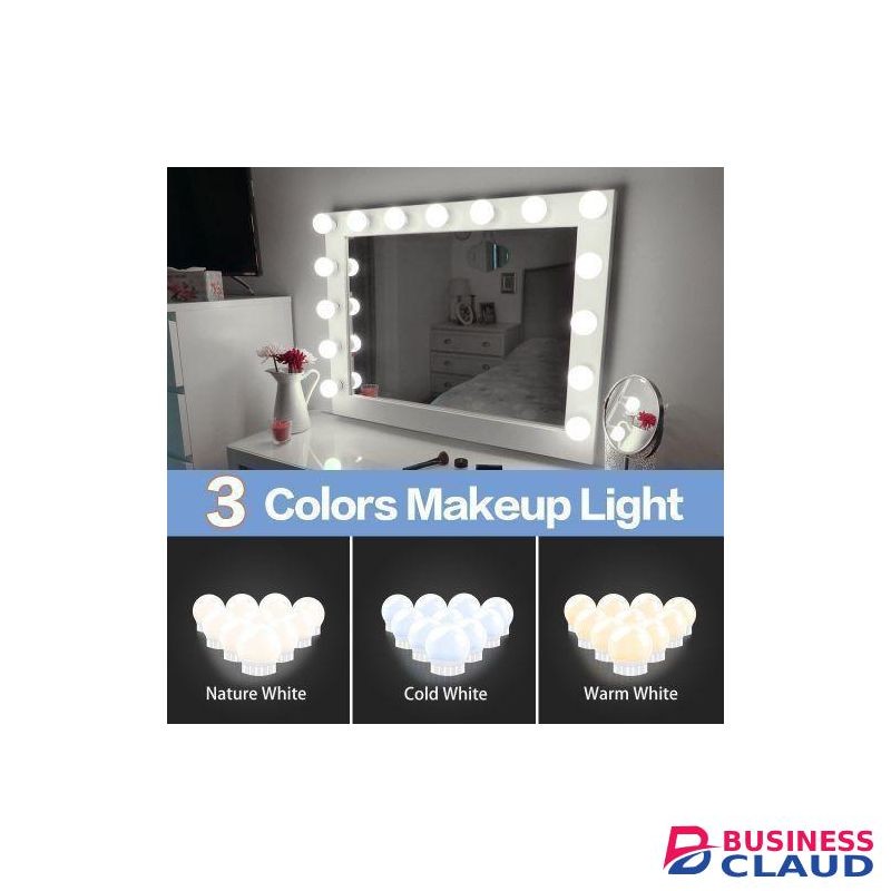 10 LED Vanity Mirror Lamps, 12V USB Bulb, Hollywood Door Control, 3 Colors